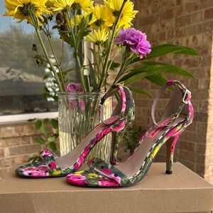 Betsey Johnson Pink and Green Floral Heels